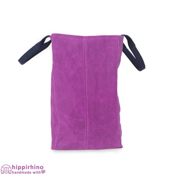 Purple Waxed Large Canvas Reusable Grocery Bag