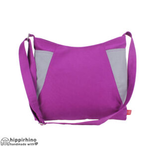 Purple Light Gray Washable Two Color Canvas Hobo Bag