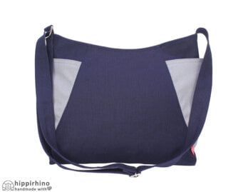 Blue Gray Cotton Canvas Hobo Bag Large Medium Size Weekender Purse Everyday Pocket Bag