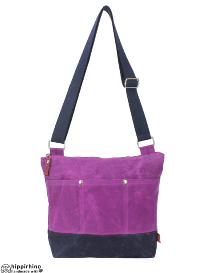Purple Blue Waxed Medium Size Tote Bag