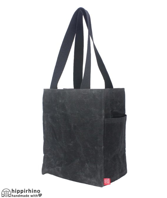 Black Large Waxed Grocery Tote Bag Shopping Market Supermarket Bag