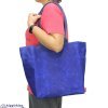 Sax Blue Large Waxed Hard Bottom Grocery Bag Reusable Eco-Friendly Supermarket Strong Market Tote Diaper Work Rustic Farmers Bag