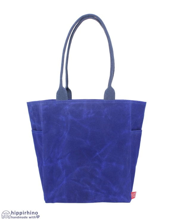 Sax Blue Large Waxed Hard Bottom Grocery Bag Reusable Eco-Friendly Supermarket Strong Market Tote Diaper Work Rustic Farmers Bag