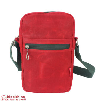Red Green Small Unisex Waxed Canvas Bag Colorful Tote Crossbody Zipper Purse Chic