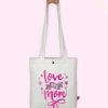 I Love My Mom Organic Cotton Tote Bag Funny Printed Bag Gift for Mother