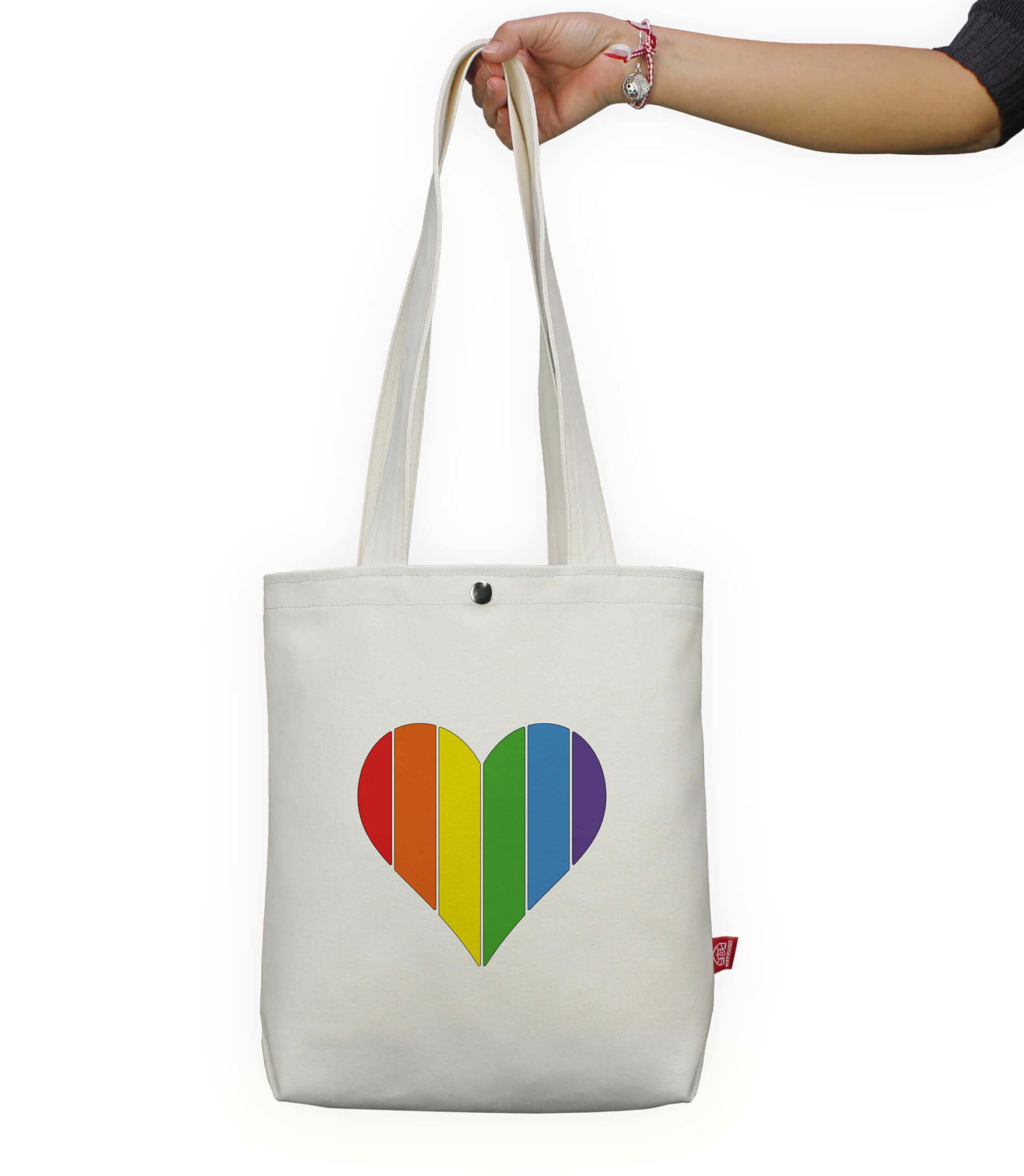 Women Shopper Rainbow Heart Flag Shopping Canvas Shopper Bag Girl