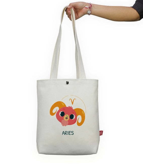 Aries Tote Horoscope Astrology Zodiac Cotton Funny Birthday Shoulder Reusable