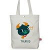 Taurus Cartoon Tote Bag Soft Cotton Astrology Funny Zodiac Birthday Horoscope