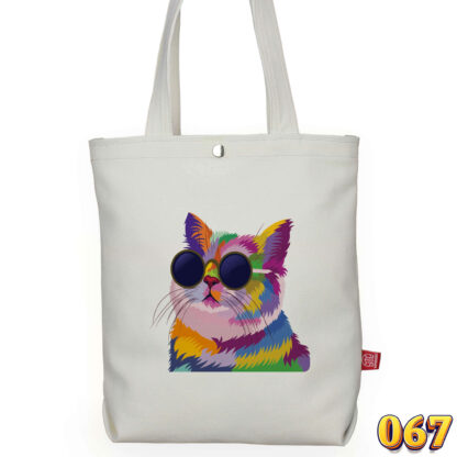 Cute Cat Tote Bag Lover Cotton Shopper Grocery Eco-Friendly Book Gift Pet Meow