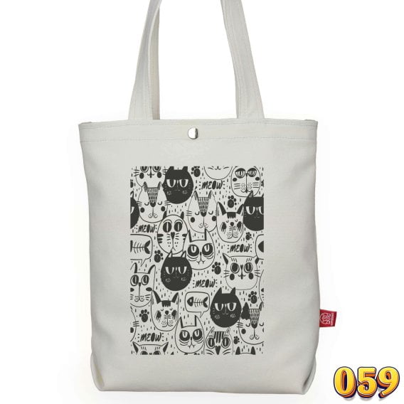 Cute Cat Tote Bag for Lover Cotton Shopper Grocery Eco-Friendly Book Gift Pet