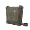 Green Brown Waxed Canvas Day Daily Everyday Tote Bag Medium Size Brown Green Two Color Bag