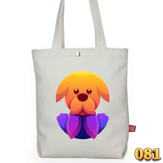 Cute Dog Tote Bag Lover Cotton Shopping Puppy Paw Shoulder Eco-Friendly Gift Pet