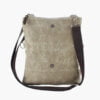 Beige Waxed Foldover Tote Bag Small Folded Crossbody Shoulder Canvas