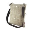 Beige Waxed Foldover Tote Bag Small Folded Crossbody Shoulder Canvas