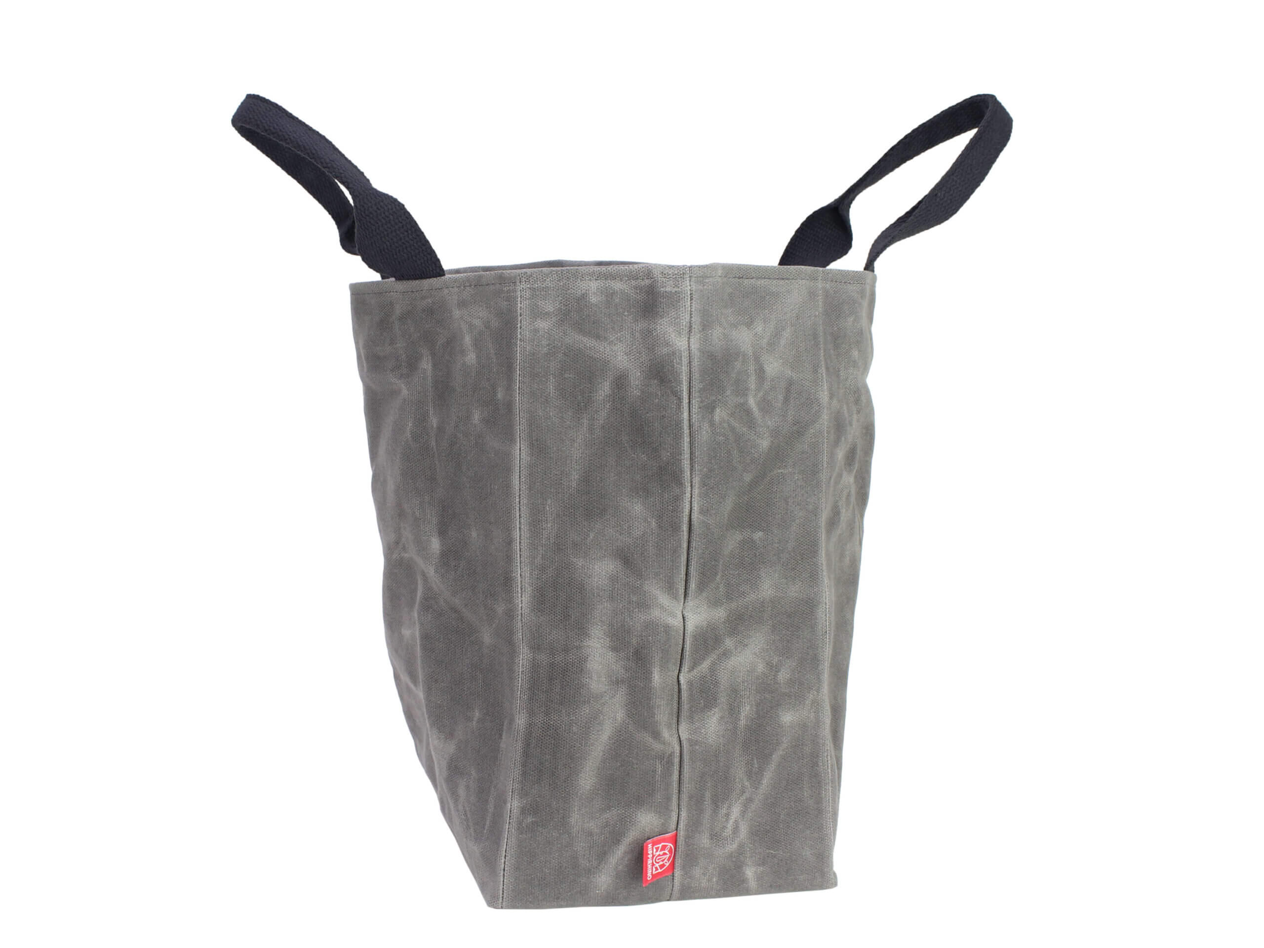 Gray Waxed Grocery Bag, Waxed Canvas Shopping Bag, Black Webbing Handle ...