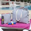 Striped Beach Large Bag with Pouch Rope Handle Shoulder Tote Bag