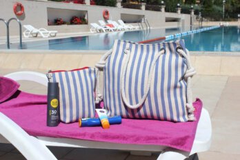 Striped Beach Large Bag with Pouch Rope Handle Shoulder Tote Bag