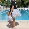 Striped Beach Large Bag with Pouch Rope Handle Shoulder Tote Bag