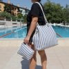 Striped Beach Large Bag with Pouch Rope Handle Shoulder Tote Bag