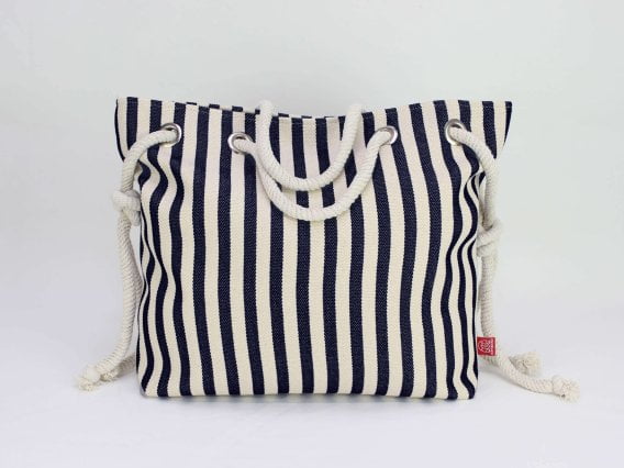 Striped Beach Large Bag with Pouch Rope Handle Shoulder Tote Bag