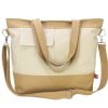 Shoulder Crossbody Two Tone Messenger Tote Cotton Canvas Zipper Closure Eco Bag