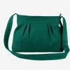 Compact shoulder purse canvas crossbody pleated casual carryall washable tote sac à main vert foncé bolso cruzado verde pequeño borsa a tracolla verde piccola Umhängetasche klein draagtas groen katoen 帆布バッグ 小さめ カジュアルバッグ कंधे का बैग छोटा حقيبة يد قماشية صغيرة bolsa pequena verde 에코 크로스백 소형