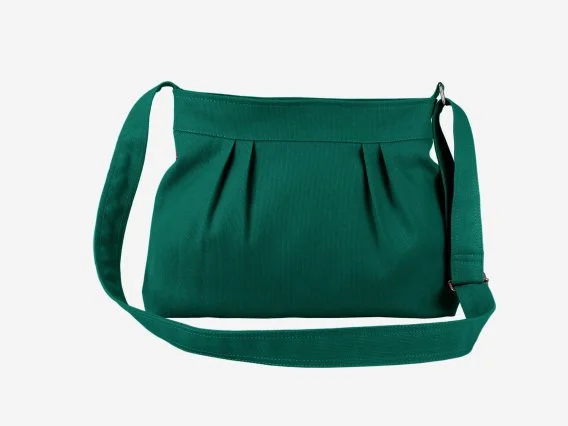 Compact shoulder purse canvas crossbody pleated casual carryall washable tote sac à main vert foncé bolso cruzado verde pequeño borsa a tracolla verde piccola Umhängetasche klein draagtas groen katoen 帆布バッグ 小さめ カジュアルバッグ कंधे का बैग छोटा حقيبة يد قماشية صغيرة bolsa pequena verde 에코 크로스백 소형
