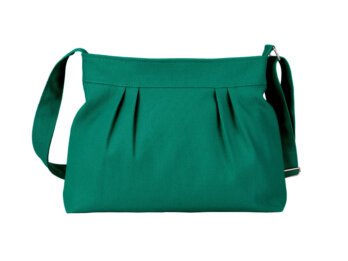 Green Small Crossbody Canvas Bag Pleated Purse Washable Casual Hobo Everyday Bag