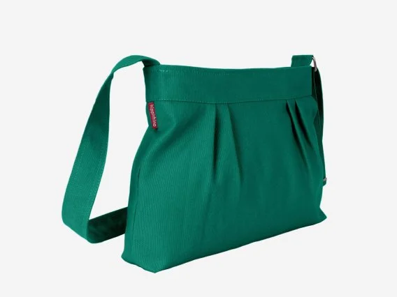 Compact shoulder purse canvas crossbody pleated casual carryall washable tote sac à main vert foncé bolso cruzado verde pequeño borsa a tracolla verde piccola Umhängetasche klein draagtas groen katoen 帆布バッグ 小さめ カジュアルバッグ कंधे का बैग छोटा حقيبة يد قماشية صغيرة bolsa pequena verde 에코 크로스백 소형
