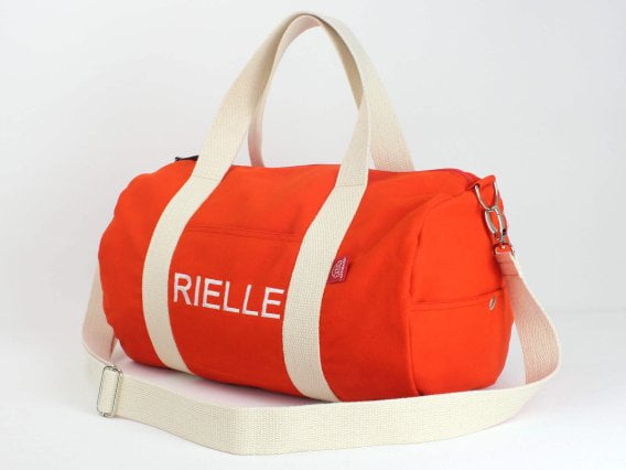 Orange Personalized Duffle Bag Embroidered Duffel Monogrammed Custom Gym Sport Embridery