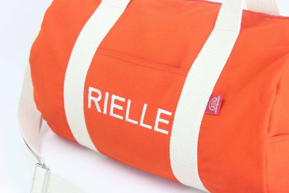 Orange Personalized Duffle Bag Embroidered Duffel Monogrammed Custom Gym Sport Embridery