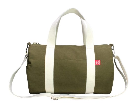 Green Cotton Canvas Duffel Fitness Gym Yoga Overnight Waxed Duffle Everyday Bag