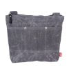 Dark Gray Waxed Crosboddy Canvas Tote Bag Medium Size Webbing Strap Messenger Bag