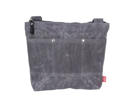 Dark Gray Waxed Crosboddy Canvas Tote Bag Medium Size Webbing Strap Messenger Bag Minimalist shoulder sling utility bag everyday carry sac bandoulière gris foncé Umhängetasche mittelgroß borsa a tracolla gris oscuro bolso cruzado bolso de lona draagtas donkergrijs ショルダーバッグ 캔버스バッグ حقيبة كروس قماشيةショッピングバッグ कैनवास बैग