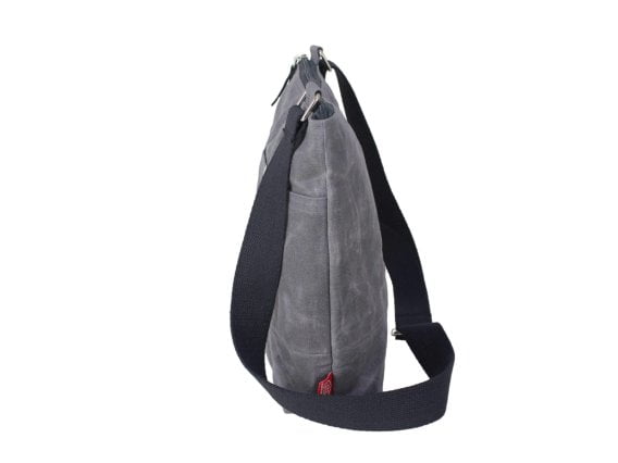 Dark Gray Waxed Crosboddy Canvas Tote Bag Medium Size Webbing Strap Messenger Bag