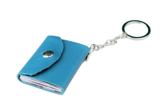 Photo Album Keychain Custom Engraved Genuine Blue Leather Keyring Mini Personalized Album Anniversary Birthday Gift Mother Dad Love Girlfriend