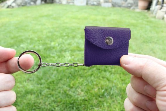 Purple Personalized Leather Keychain with Photo and Text Engraved Leather Keychain