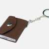 Dark Brown Personalized Leather Keychain with Photo and Text Engraved Leather Keychain