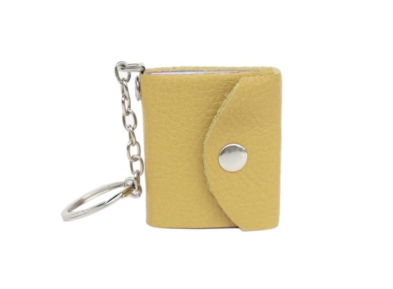 Yellow Personalized Leather Keychain with Photo and Text Engraved Leather Keychain