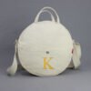 Customized Personalized Circle Bag Embroidered Natural Cotton Purse Custom Name