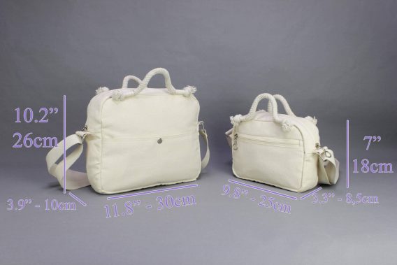 Pure Cotton Bag Short Rope Handle Natural Eco Canvas Tote Bag Crossbody Messenger