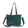 Personalized Embroidered Canvas Shoulder Bag Handmade Bridesmaid Gift for Her Monogrammed Tote Top Zipper Purse Bag for Women Messenger Bag Grass Green