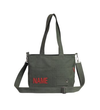 Personalized Shoulder Bag with Embroidered Name Custom Birthday Gift for Bridesmaid Valentine's Day Gift for Girlfriend Mother Daughter Dark Military Green