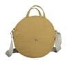 Round Canvas Bag Handmade with Front & Back Pockets Eco-Friendly Premium Cotton Stylish Versatile and Durable Crossbody Circle Purse Tote Camel