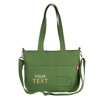 Embroidered Personalized Gift Canvas Bag with Embroidery Customizable Bespoke Gift Elegance Memorable Embroidered with Your Name or Initials Light Military Green