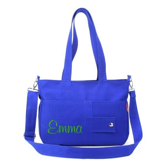 Personalized Canvas Bag Embroidered Bag with Name Custom Gift Monogram Tote Personalised Gift for Women Custom Embroidery Gift Eco Friendly Sax Blue