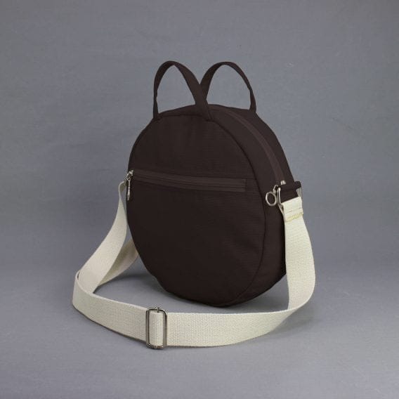 Dark Brown Chic Cotton Canvas Round Bag Eco-Friendly Stylish Versatile Durable Purse Perfect for Everyday Use Reusable Tote Clutch Crossbody Travel Bag