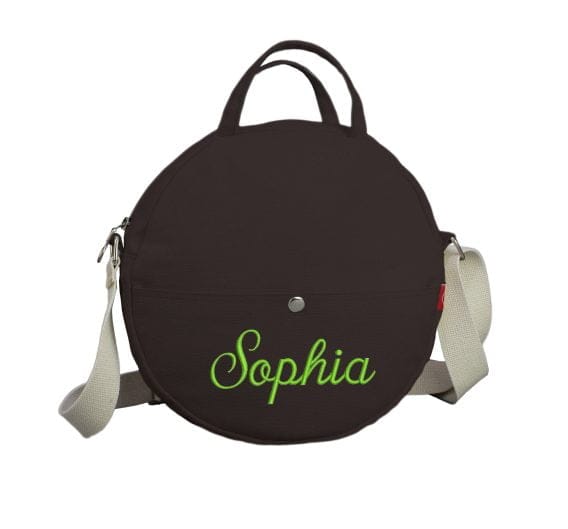 Dark Brown Personalized Round Bag Custom Embroidered Monogrammed Weekender Bag Hospital Baby Circle Bag Tote Gifts for Her Best Friend Gift Bridesmaid