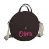 Dark Brown Personalized Round Bag Custom Embroidered Monogrammed Weekender Bag Hospital Baby Circle Bag Tote Gifts for Her Best Friend Gift Bridesmaid