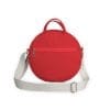 Red Round Bag Crossbody Shoulder Women Circle Canvas Cotton Medium Mini Purse